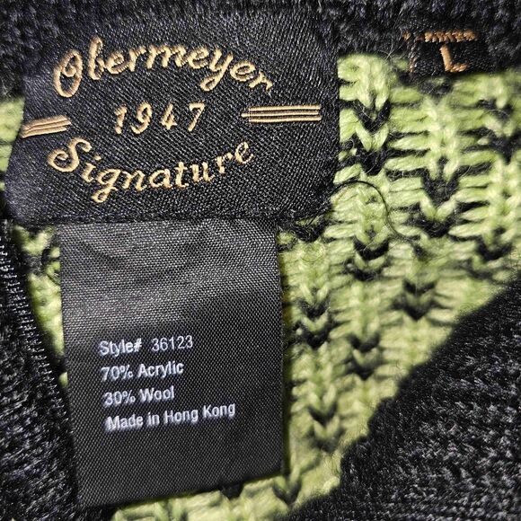 Obermeyer Signature Womens Black Lime Green 1/4 Zip Wool Blend Sweater Large - Picture 4 of 4